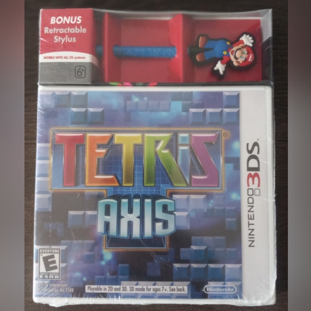 Tetris Axis Nintendo 3DS & Retractable Mario Stylus New Sealed Rare